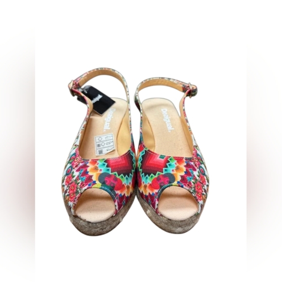 Desigual Lili NWT Espadrille Floral Wedge Heel Slip On Multicoloured Size 36/6W - Picture 4 of 9